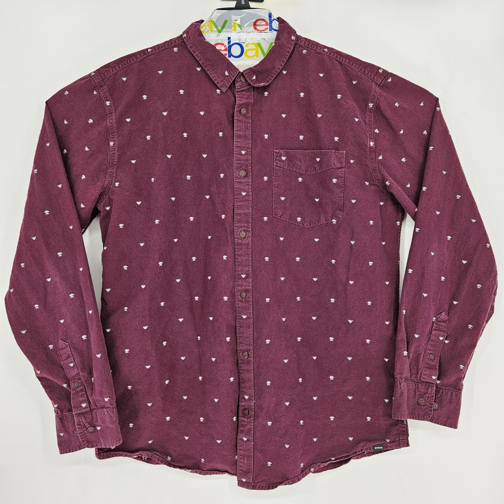 Prana Shirt Mens Extra Large‎ Button Up Geometric Casual Long Sleeve Outdoors